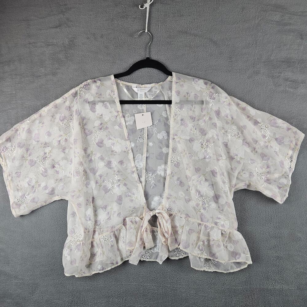 Sheer Floral Tie Front Top Romantic Fairycore‎ Coquette Feminine Whimsical